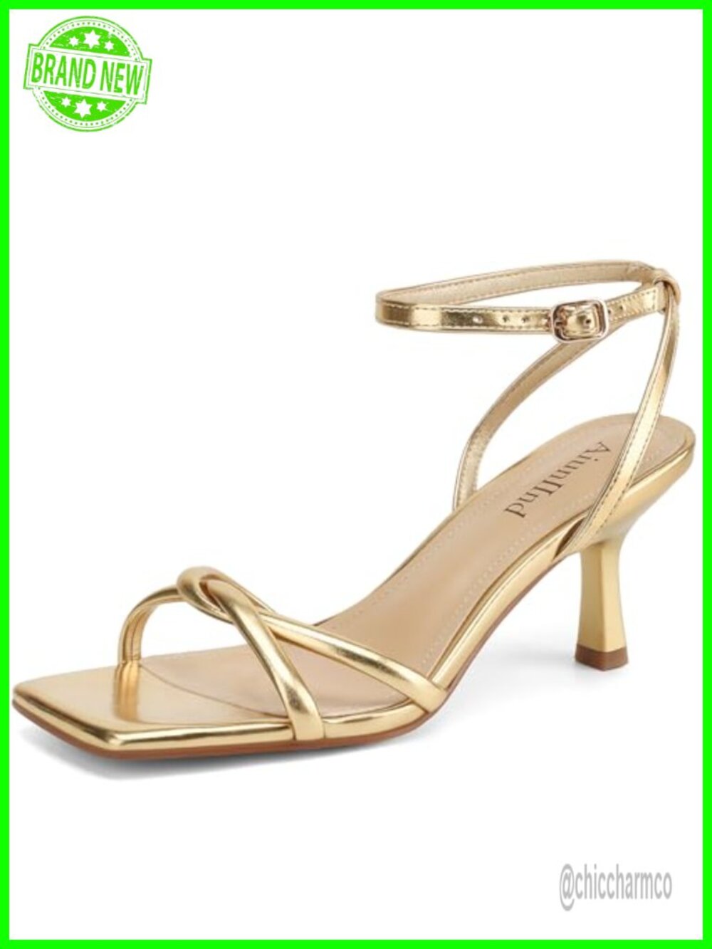Women's Faux Leather Strappy Square Open Toe Kitten Heel Sandals 2.5"